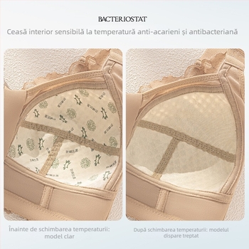 Sutien cu cataramă frontală, cupe 3/4, turnate ultra-subțiri, bretele fixe, material nylon