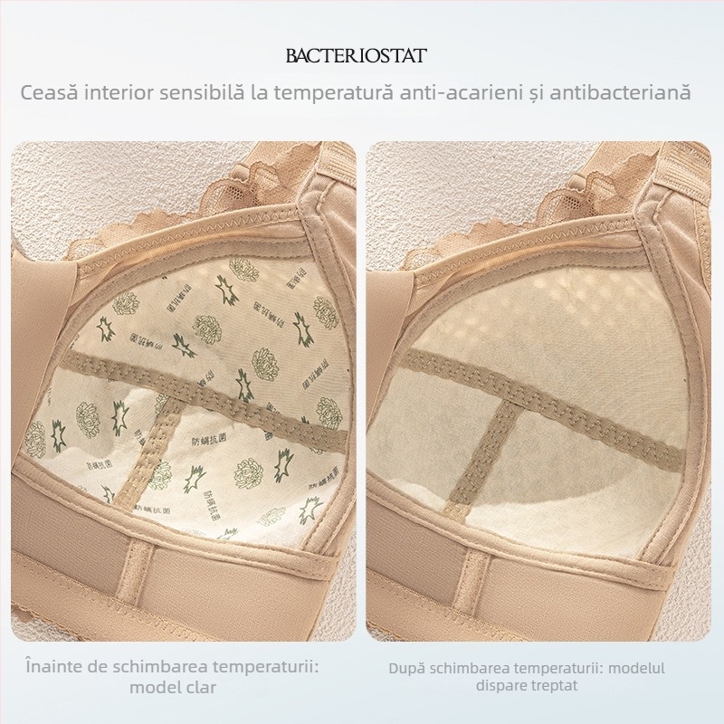 Sutien cu cataramă frontală, cupe 3/4, turnate ultra-subțiri, bretele fixe, material nylon