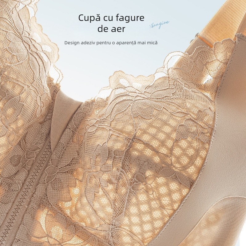Sutien cu cataramă frontală, cupe 3/4, turnate ultra-subțiri, bretele fixe, material nylon
