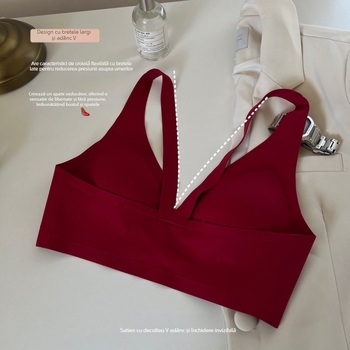 Sutien cu strângere și închidere frontală – nailon, cupă 3/4, cupă turnată subțire, bretele fixe duble