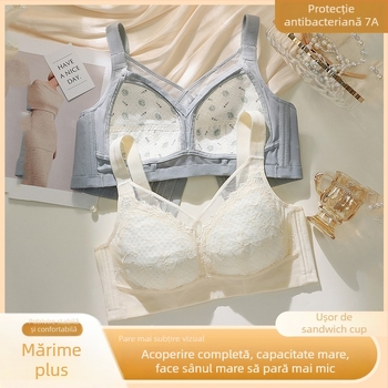  Sutien fără cusături, mărime mare, cupă completă, cupe subțiri, push-up, închidere spate cu patru rânduri, dantelă