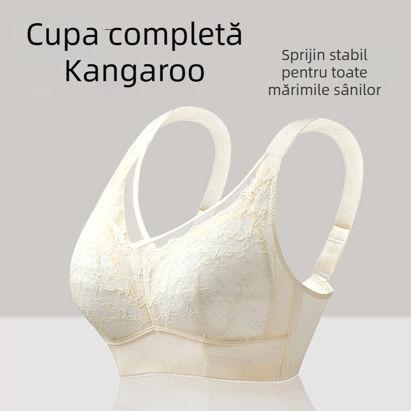  Sutien fără cusături, mărime mare, cupă completă, cupe subțiri, push-up, închidere spate cu patru rânduri, dantelă