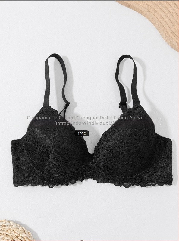 Sutien cu balene și push-up, cupă 3/4, cupe subțiri, material nylon