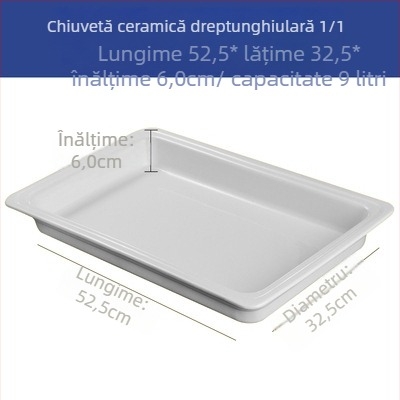 Set de porțelan pentru bufet – vase rectangulare pentru porții și farfurii rotunde din porțelan pentru servire hotelieră