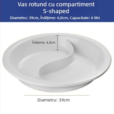 Set de porțelan pentru bufet – vase rectangulare pentru porții și farfurii rotunde din porțelan pentru servire hotelieră