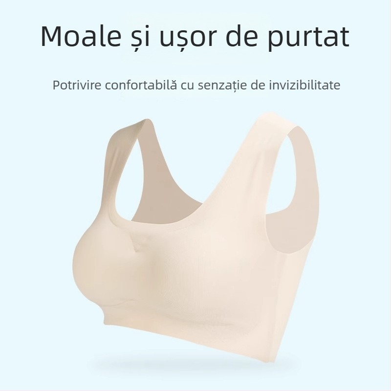 Langsha Sutien sport pentru femei fără cusături, fără sârmă, modelare a spatelui, cupe complete, bretele duble fixe
