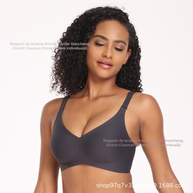 Sutien fără fir, cu cupă completă, material din fibre de bumbac, căptușeală elastan 30–50%, inel de oțel moale