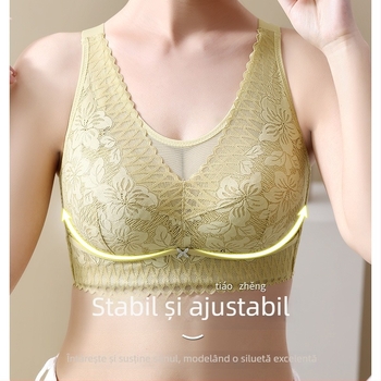 Sutien fără bretele, fără fir, cu cupă completă, cupe turnate ultra-subțiri, dantelă din nailon