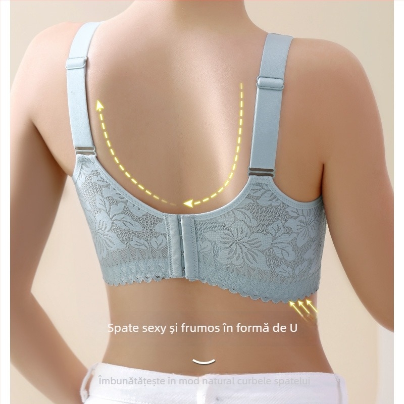 Sutien fără bretele, fără fir, cu cupă completă, cupe turnate ultra-subțiri, dantelă din nailon