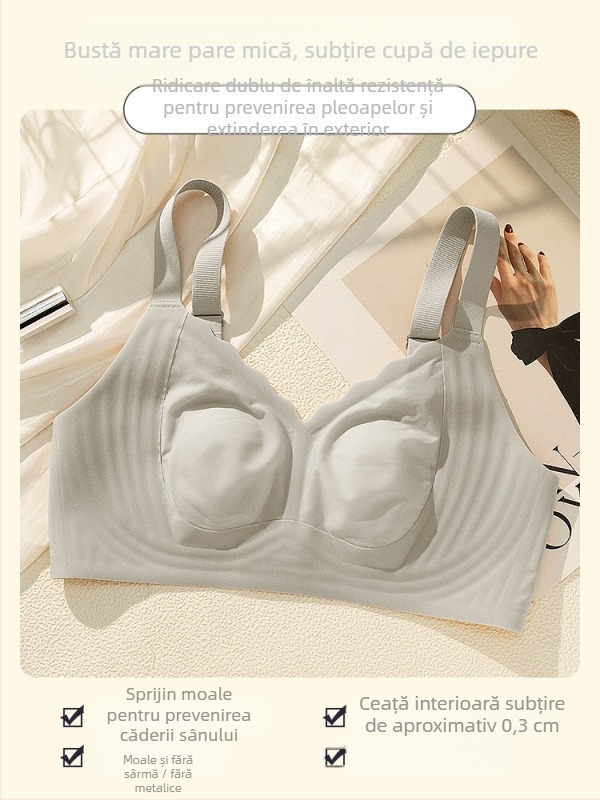 Sutien fără cusături, cupe turnate ultra-subțiri, design cu urechi de iepure pentru netezirea spatelui — cod 5576