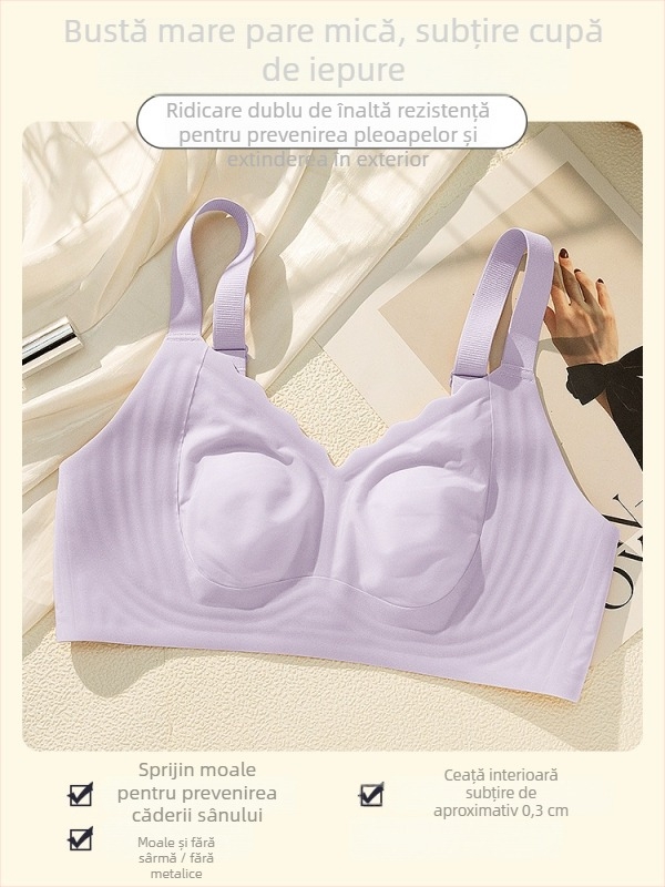 Sutien fără cusături, cupe turnate ultra-subțiri, design cu urechi de iepure pentru netezirea spatelui — cod 5576