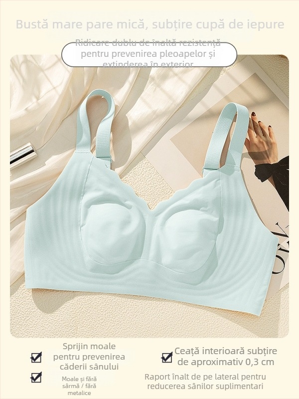 Sutien fără cusături, cupe turnate ultra-subțiri, design cu urechi de iepure pentru netezirea spatelui — cod 5576