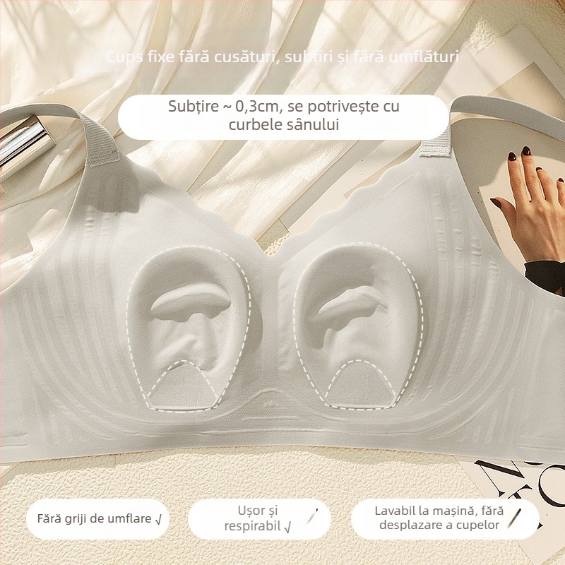 Sutien fără cusături, cupe turnate ultra-subțiri, design cu urechi de iepure pentru netezirea spatelui — cod 5576