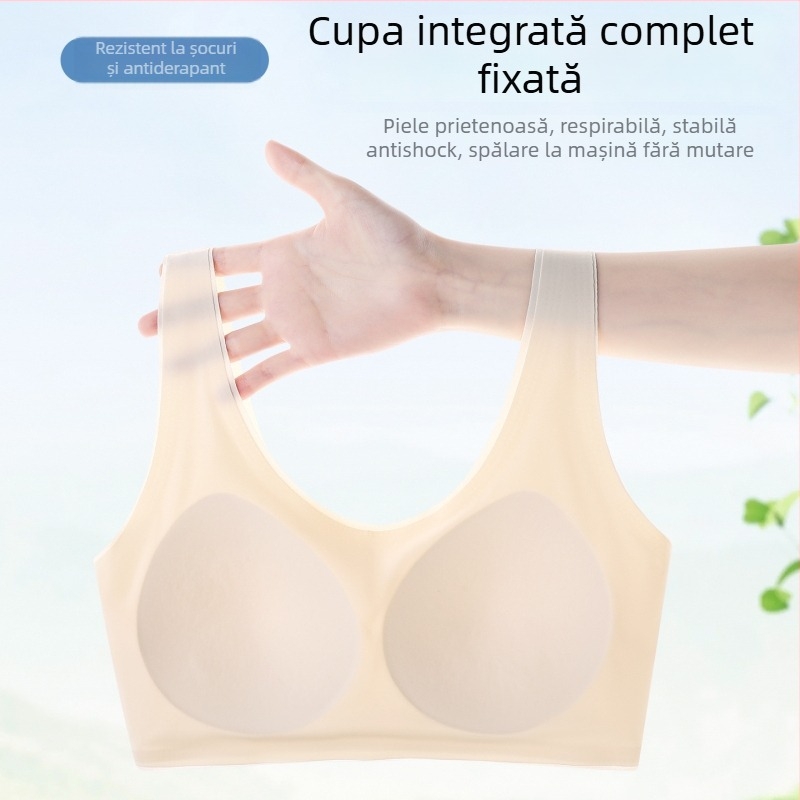 Sutien pentru adolescente: cupe cu acoperire completă, formă turnată subțire, material nailon, bretele fixe, respirabil