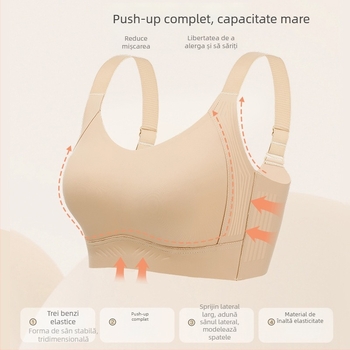 Sutien fără fir, reglabil, cupă integrală, fără cusături, cupe turnate subțiri