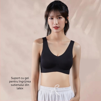 Sutien latex fără cusături cu push-up pentru bust mic, cupe latex, material principal nylon, căptușeală spandex, stil vestă