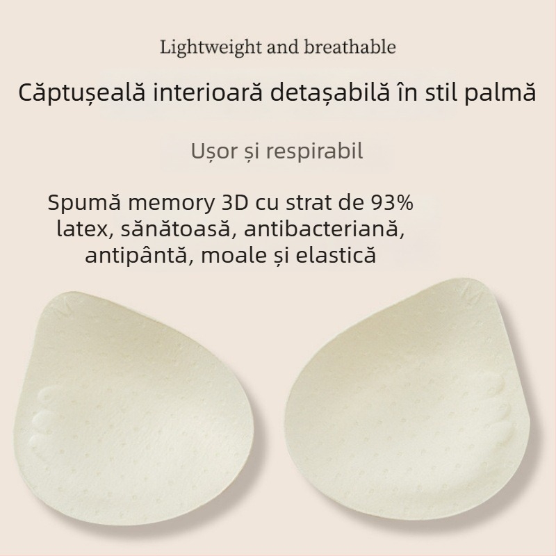 Sutien latex fără cusături cu push-up pentru bust mic, cupe latex, material principal nylon, căptușeală spandex, stil vestă