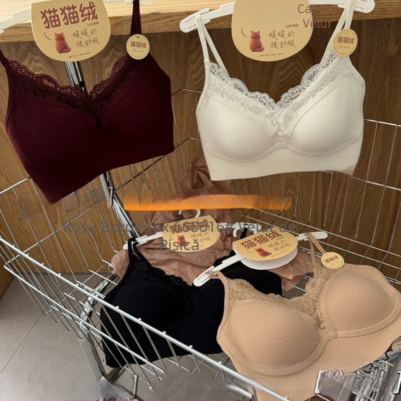 Top bustier cu înfășurare a pieptului, cupă fixă, cupă medie, material fleece de pisică, spate frumos