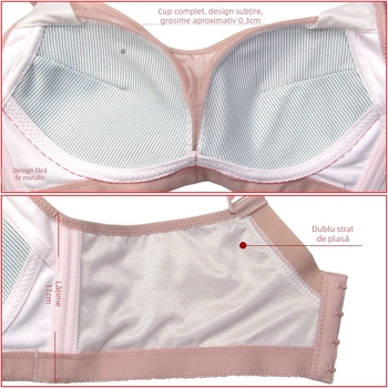 Sutien fără bretele din dantelă, cupă completă, cupe subțiri modelate, fără inele metalice
