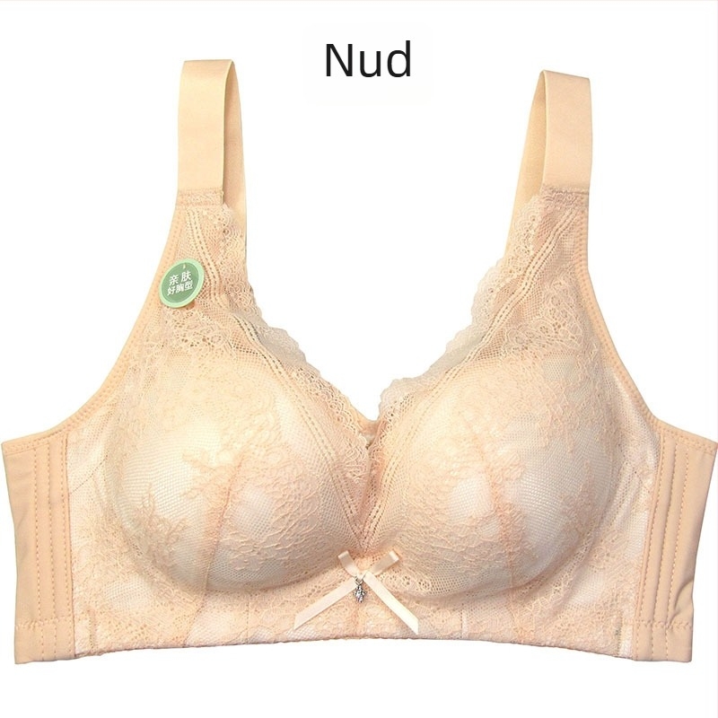 Sutien fără bretele din dantelă, cupă completă, cupe subțiri modelate, fără inele metalice