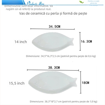 Farfurie ceramică în formă de pește pentru abur – Brand Unique, material ceramic, veselă de uz premium