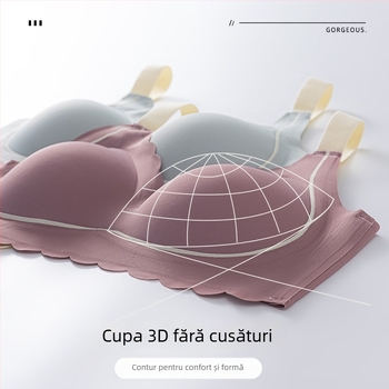 Sutien sport fără cusături, fără sârmă, cupă completă, cupe modelate subțiri, bretele fixe