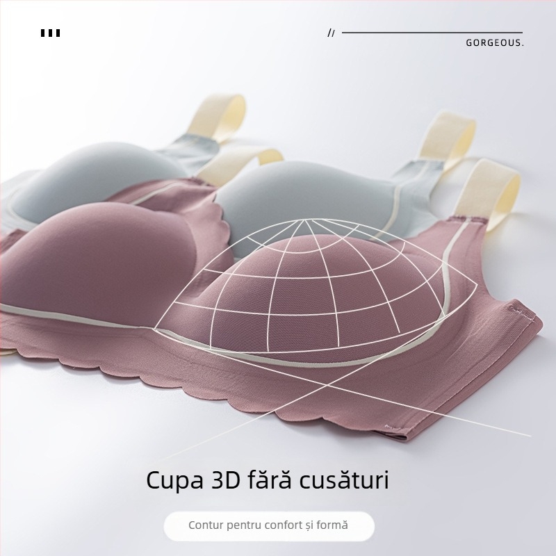 Sutien sport fără cusături, fără sârmă, cupă completă, cupe modelate subțiri, bretele fixe