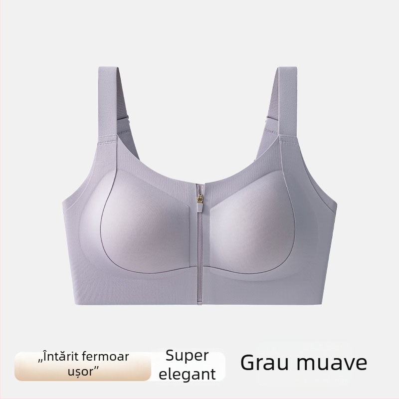 Bustier sport cu fermoar frontal pentru un decolteu plin – Cupă 3/4 cu cupe subțiri modelate, material nylon cu căptușeală nylon, fără balenă, bretele fixe