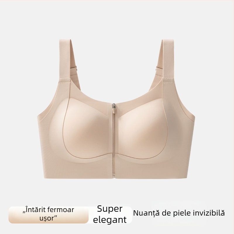 Bustier sport cu fermoar frontal pentru un decolteu plin – Cupă 3/4 cu cupe subțiri modelate, material nylon cu căptușeală nylon, fără balenă, bretele fixe