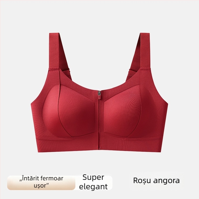 Bustier sport cu fermoar frontal pentru un decolteu plin – Cupă 3/4 cu cupe subțiri modelate, material nylon cu căptușeală nylon, fără balenă, bretele fixe