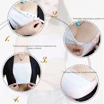 Bandeau fără bretele, cu margine din dantelă, fără cusături, din ice silk poliester