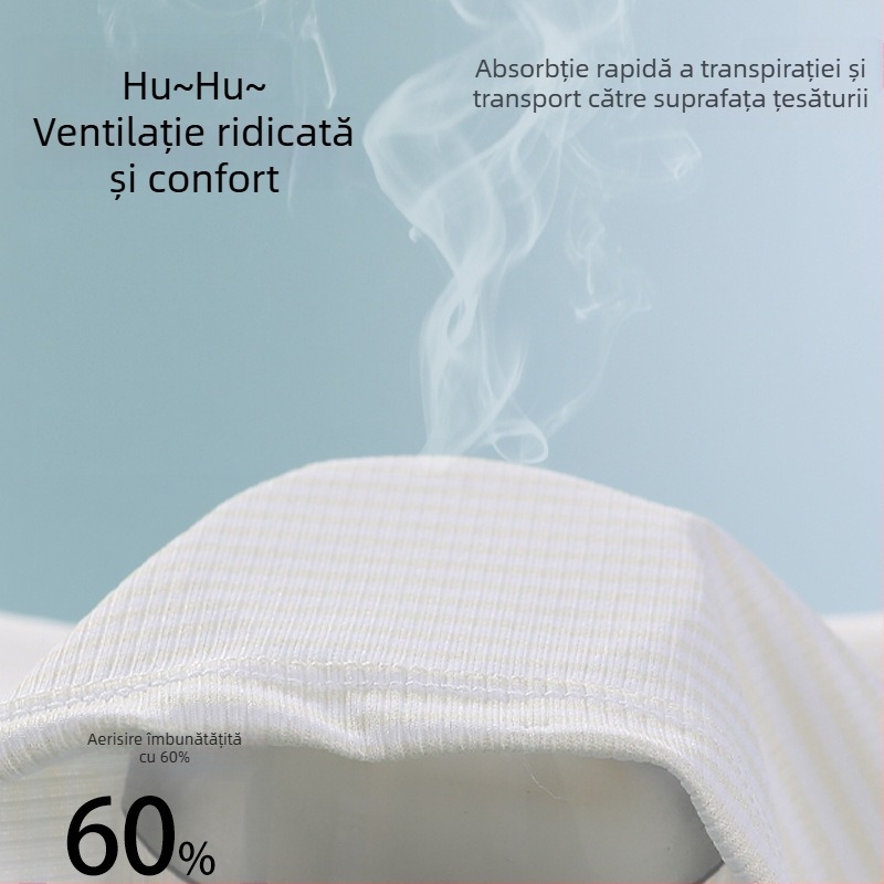 Camisolă-vest pentru fete, din țesătură ice silk, căptușeală din bumbac 90–95%, cupă completă cu formate subțiri, bretele fixe duble, respirabilă și confortabilă.