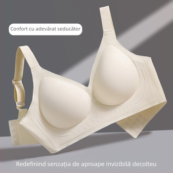Sutien fără cusături, push-up, cupă 3/4, cupe subțiri modelate, bretele fixe, închidere spate cu patru rânduri de cârlige