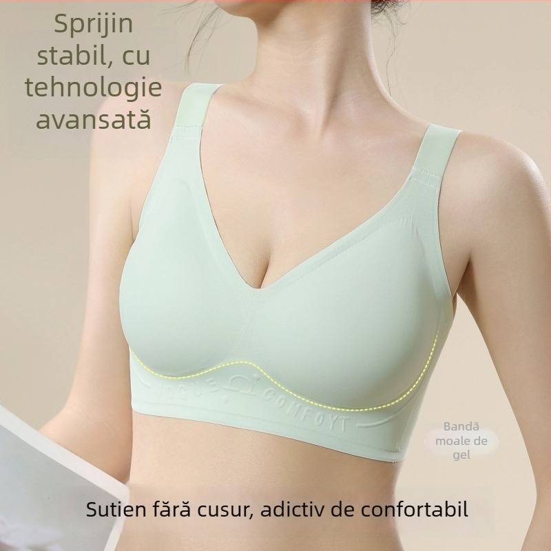 Sutien fără cusături, push-up, cupă 3/4, cupe subțiri modelate, bretele fixe, închidere spate cu patru rânduri de cârlige