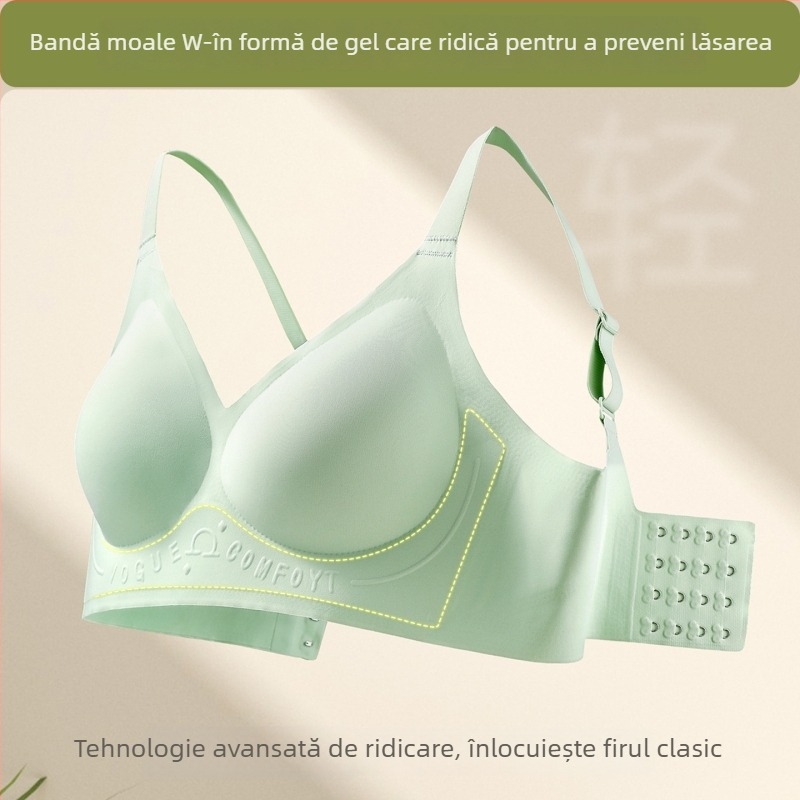 Sutien fără cusături, push-up, cupă 3/4, cupe subțiri modelate, bretele fixe, închidere spate cu patru rânduri de cârlige