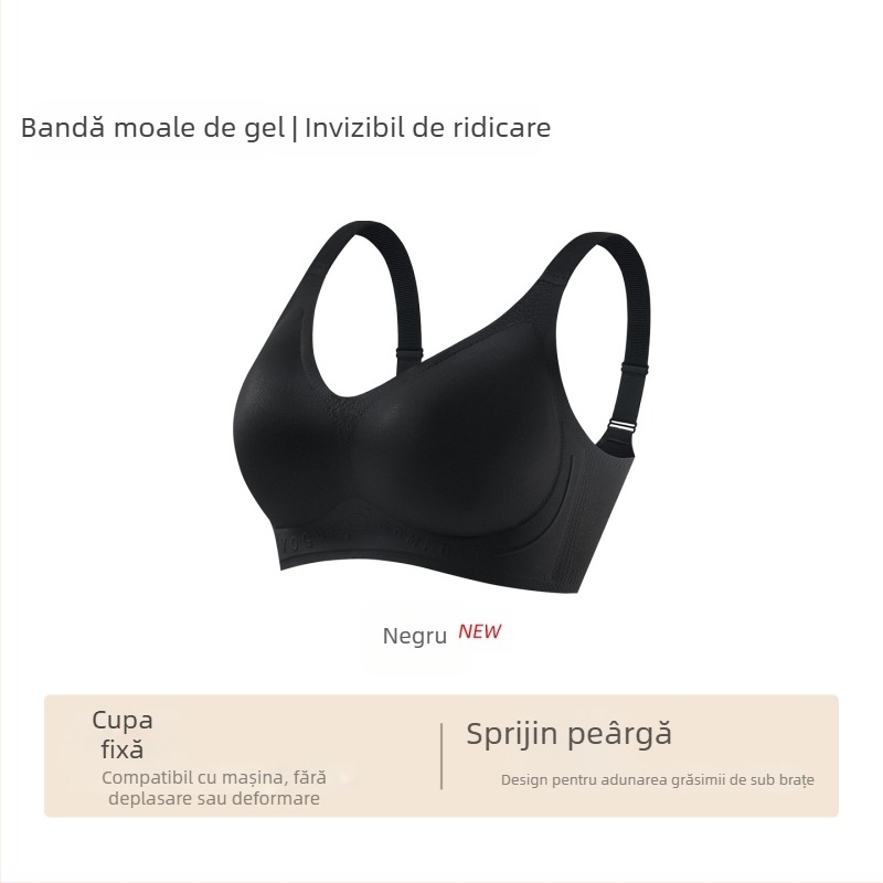 Sutien fără cusături, push-up, cupă 3/4, cupe subțiri modelate, bretele fixe, închidere spate cu patru rânduri de cârlige
