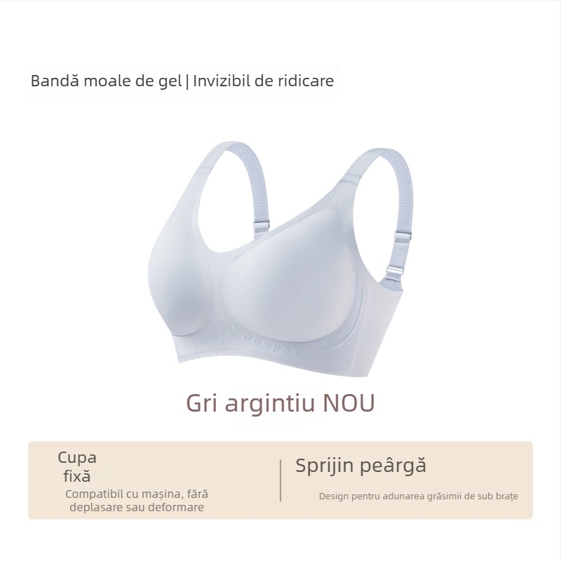 Sutien fără cusături, push-up, cupă 3/4, cupe subțiri modelate, bretele fixe, închidere spate cu patru rânduri de cârlige