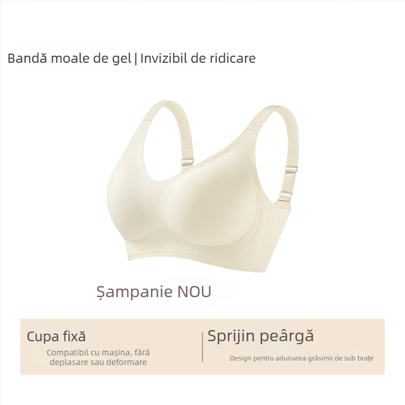 Sutien fără cusături, push-up, cupă 3/4, cupe subțiri modelate, bretele fixe, închidere spate cu patru rânduri de cârlige