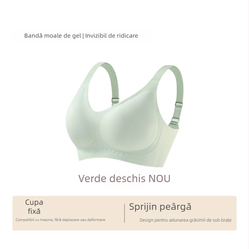 Sutien fără cusături, push-up, cupă 3/4, cupe subțiri modelate, bretele fixe, închidere spate cu patru rânduri de cârlige
