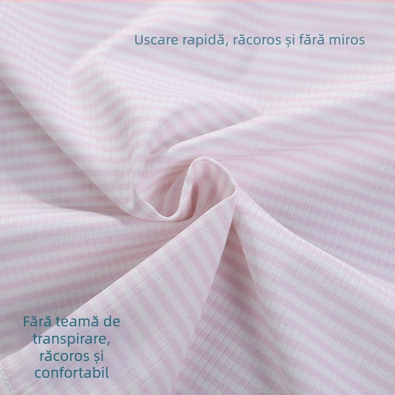 Camisolă pentru fete — material Ice Silk; material principal 90-95% poliester; căptușeală din bumbac 90-95%; cupe fără formă, cu țesătură din bumbac; bretele fixe în dublu; respirabilă, absorbantă de transpirație, confortabilă; pentru vârsta 9-13 ani