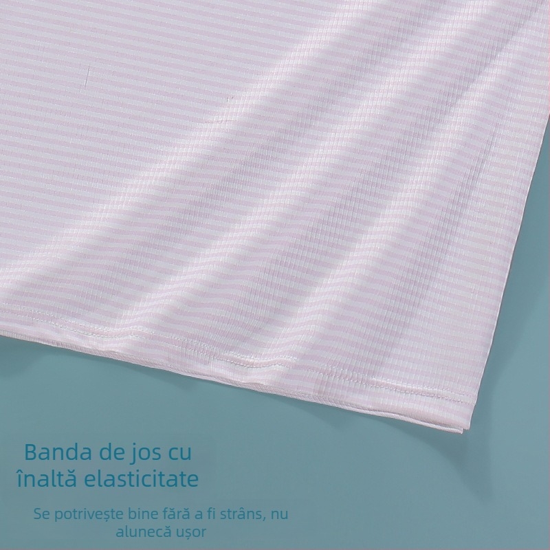 Camisolă pentru fete — material Ice Silk; material principal 90-95% poliester; căptușeală din bumbac 90-95%; cupe fără formă, cu țesătură din bumbac; bretele fixe în dublu; respirabilă, absorbantă de transpirație, confortabilă; pentru vârsta 9-13 ani