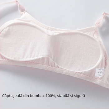 Sutien pentru fete din bumbac, fără sârmă, cupă 3/4, cupă subțire modelată, respirabil și confortabil