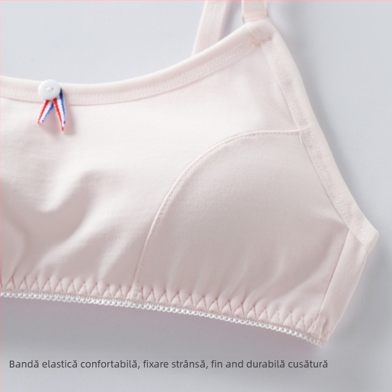 Sutien pentru fete din bumbac, fără sârmă, cupă 3/4, cupă subțire modelată, respirabil și confortabil