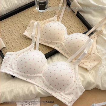 Set sutien — stil japonez, bumbac, cupe 3/4 modelate, bretele detașabile dublu, închidere la spate cu trei rânduri de cârlige