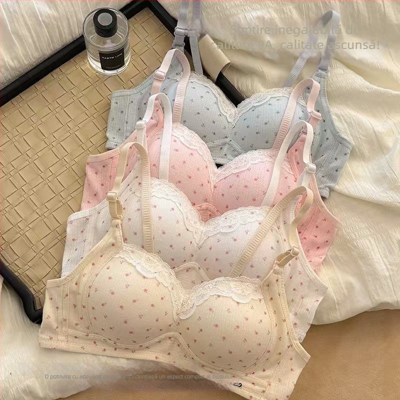 Set sutien — stil japonez, bumbac, cupe 3/4 modelate, bretele detașabile dublu, închidere la spate cu trei rânduri de cârlige