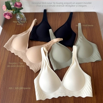 Sutien fără fir, fără cusături, decolteu adânc în V, spate deschis, Push-Up