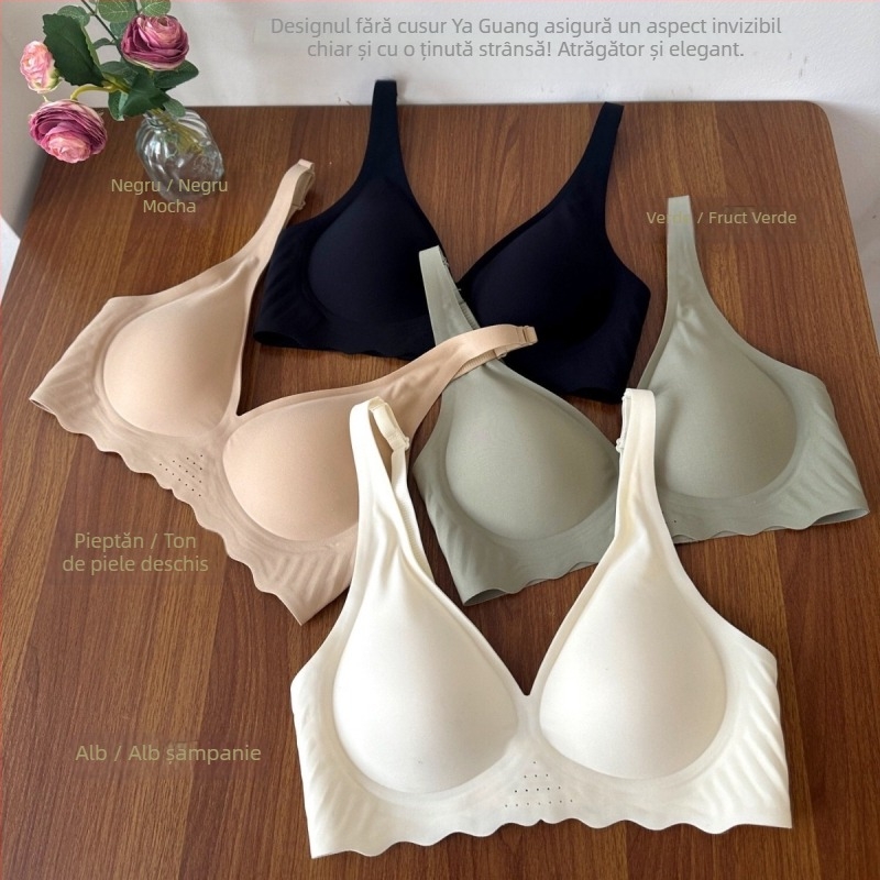 Sutien fără fir, fără cusături, decolteu adânc în V, spate deschis, Push-Up