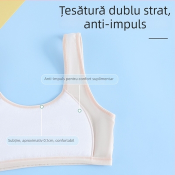 Jiao Baizi top tub din bumbac pentru adolescente – dublu strat, cupe pline, cupe subțiri modelate, respirabil și confortabil (vara 2024)