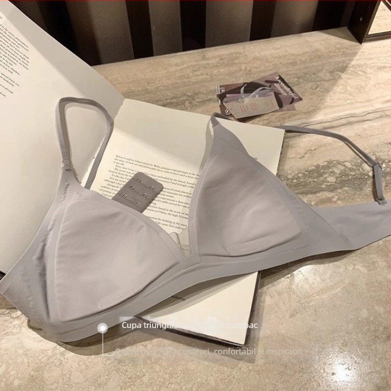 Sutien fără cusături, cupă triunghiulară, respirabil, plăcut la atingere, spate frumos