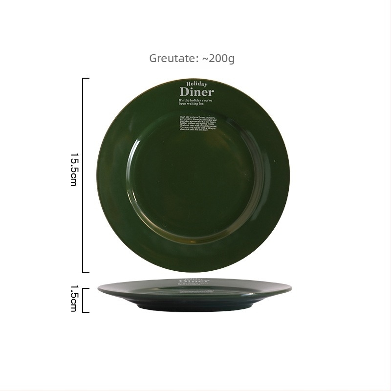 Farfurie din porțelan, stil coreean, rotundă, compatibilă cu cuptorul cu microunde